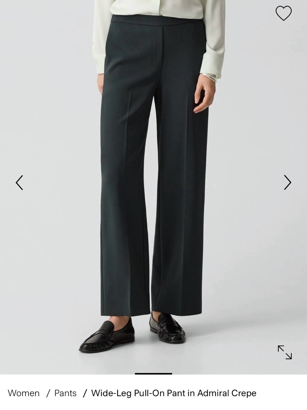 Theory Wide-Leg Pull-On Pants in Dark Green